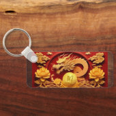 Chinees en Vietnamees Houten Drakenjaar Monogram K Sleutelhanger (Achterkant)