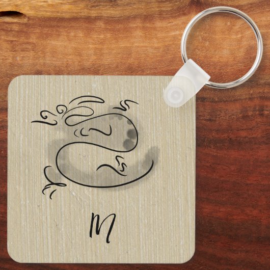 Chinees en Vietnamees Schattige Drakenjaar Monogra Sleutelhanger (Achterkant)