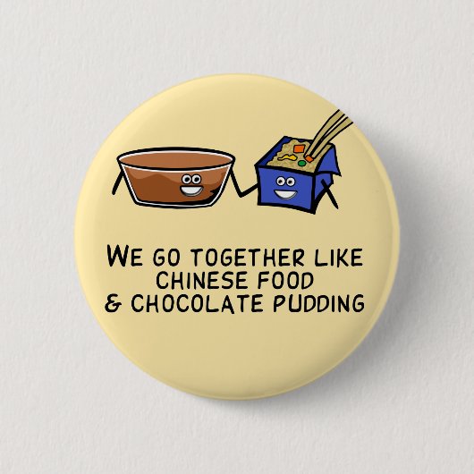 Chinees eten en chocolade Pudding Ronde Button 5,7 Cm (Voorkant)