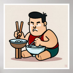 Chinees eten - Kunstdruk Poster