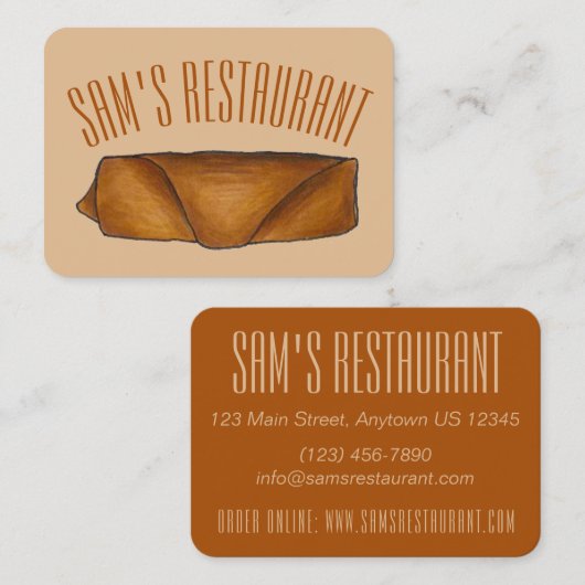 Chinees eten Roll Eggroll Restaurant Chef Cook Visitekaartje (Voorkant / Achterkant)