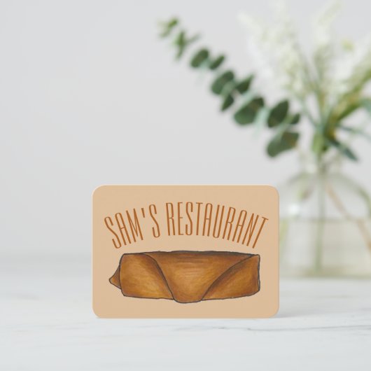 Chinees eten Roll Eggroll Restaurant Chef Cook Visitekaartje (Staand voorkant)