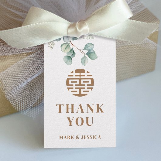 Chinees eucalyptus dubbel geluk/liedje hy cadeaulabel