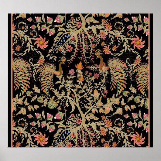Chinees Fairy Bloemenvogels Patroon Poster (Voorkant)