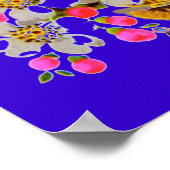 Chinees Fan Blue Poster met kleine glans afwerking (Hoek)