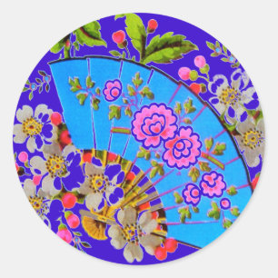 Chinees Fan Blue Stickers