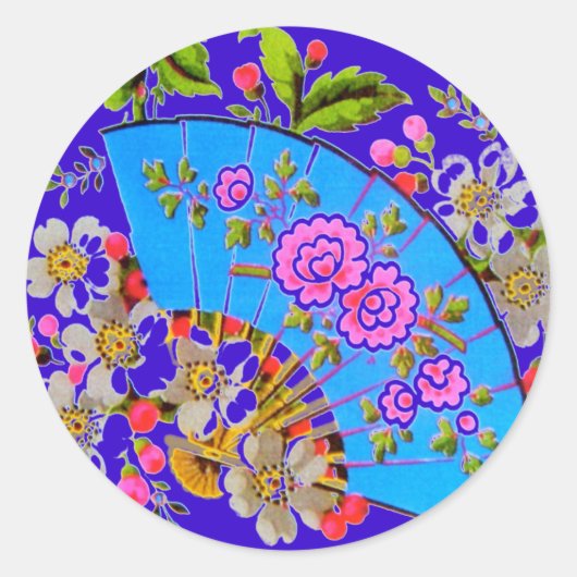 Chinees Fan Blue Stickers (Voorkant)