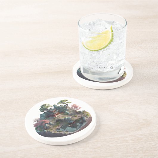 Chinees Fantasy 3D Landscape Sandstone Onderzetter (Zijkant)