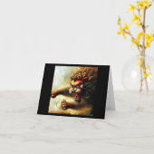 Chinees foo lion (10) kaart (Gele Bloem)