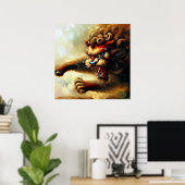 Chinees foo lion (10) poster (Thuiskantoor)