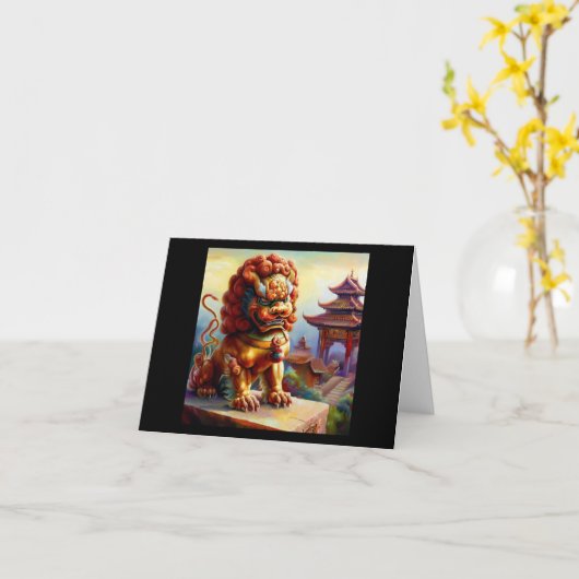 Chinees foo lion (13) kaart (Gele Bloem)