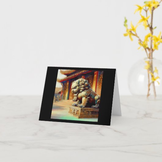 Chinees foo lion (16) kaart (Gele Bloem)