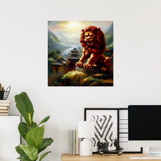 Chinees foo lion (18) poster (Thuiskantoor)