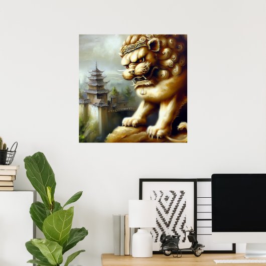 Chinees foo lion (19) poster (Thuiskantoor)