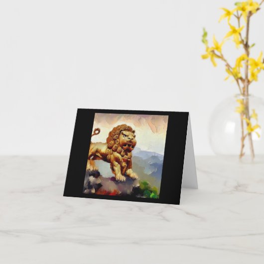 Chinees foo lion (20) kaart (Gele Bloem)