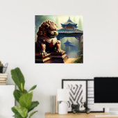 Chinees foo lion (22) poster (Thuiskantoor)