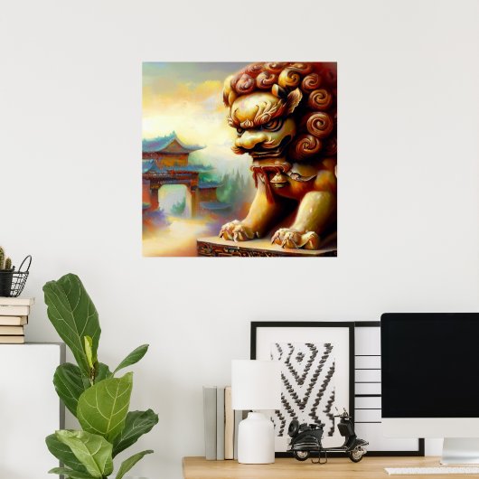 Chinees foo lion (24) poster (Thuiskantoor)