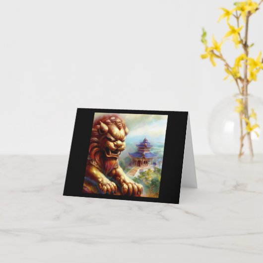 Chinees foo lion (27) kaart (Gele Bloem)