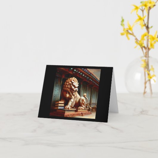 Chinees foo lion (2) kaart (Gele Bloem)