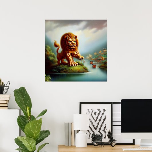 Chinees foo lion (35) poster (Thuiskantoor)
