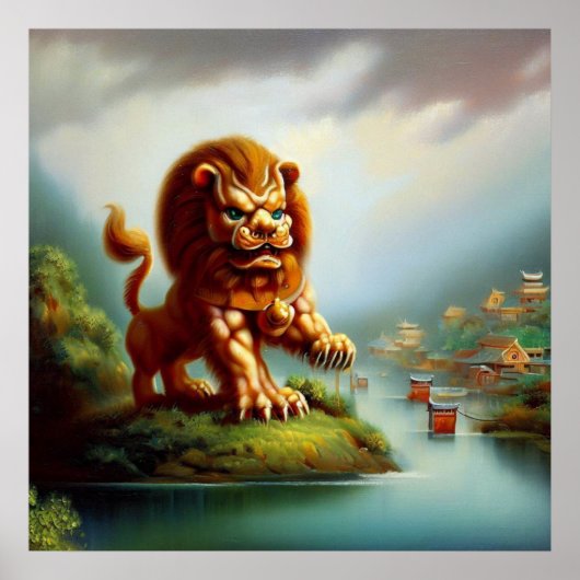 Chinees foo lion (35) poster (Voorkant)
