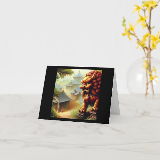 Chinees foo lion (3) kaart (Gele Bloem)