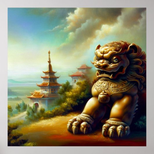 Chinees foo lion (4) poster (Voorkant)