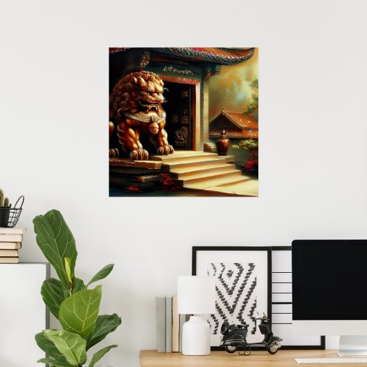 Chinees foo lion (6) poster (Thuiskantoor)
