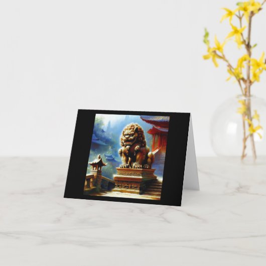 Chinees foo lion (7) kaart (Gele Bloem)