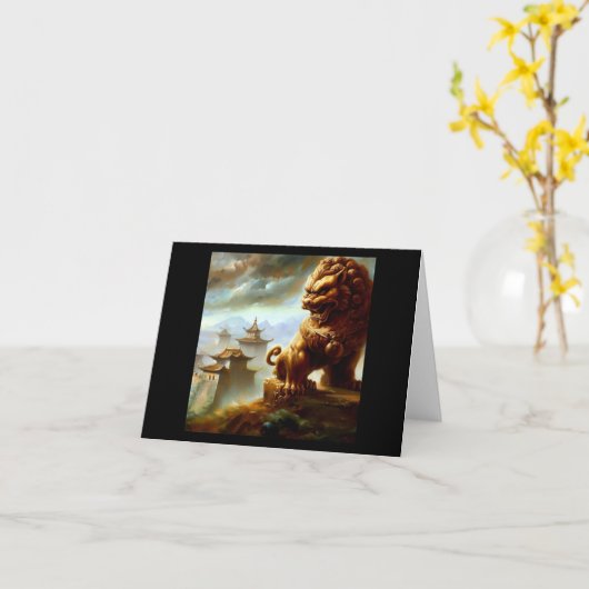 Chinees foo lion (9) kaart (Gele Bloem)