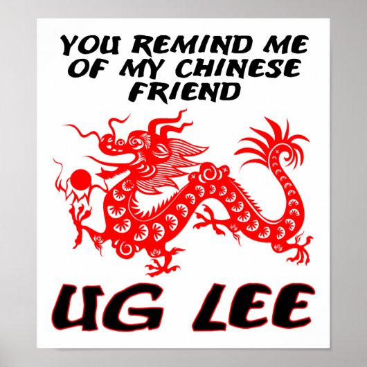 Chinees Friend Ug Lee Funny Poster (Voorkant)