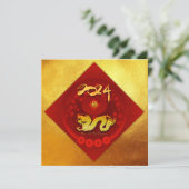 Chinees FU Geluk lantaarn Dragon Jaar groet SqC1 Feestdagenkaart (Staand voorkant)