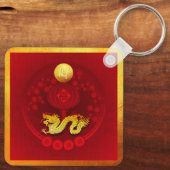 Chinees FU Geluk Lantaarn Dragon Jaar Monogram SqK Sleutelhanger (Achterkant)