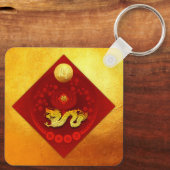 Chinees FU Geluk Lantaarn Dragon Jaar Monogram SqK Sleutelhanger (Achterkant)