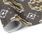 Chinees geelbruin ikattribaal patroon cadeaupapier (Rol Hoek)