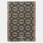 Chinees geelbruin ikattribaal patroon deken (Voorkant Verticaal)