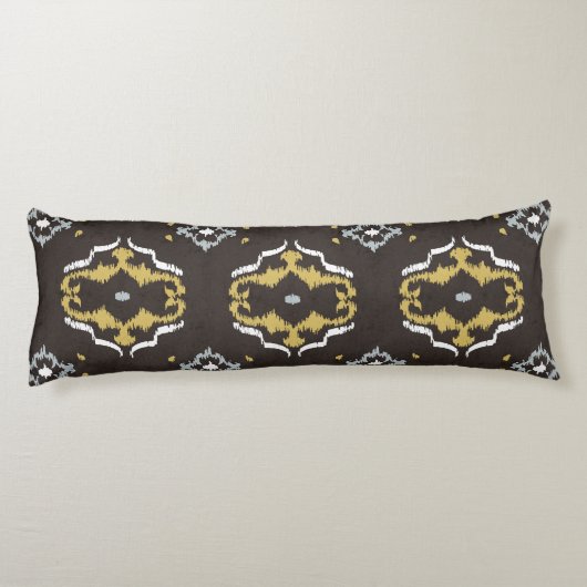 Chinees geelbruin ikattribaal patroon lichaamskussen (Achterkant)
