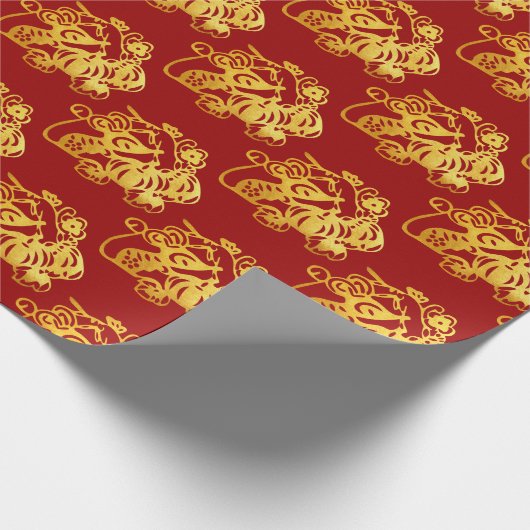 Chinees gehakt papier met gouden vetjes met fruit  (Hoek)