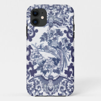 Chinees geïnspireerd blauw patroon met vogeltegel Case-Mate iPhone case