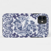 Chinees geïnspireerd blauw patroon met vogeltegel Case-Mate iPhone case (Achterkant (horizontaal))