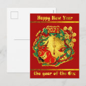 Chinees gelukkig nieuwjaar van de Ox Feestdagenkaart (Voorkant / Achterkant)