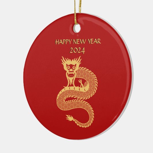 Chinees Gelukkig Nieuwjaar van Dragon Gift Label Keramisch Ornament (Links)