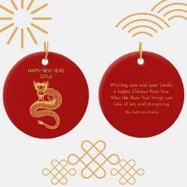 Chinees Gelukkig Nieuwjaar van Dragon Gift Label Keramisch Ornament