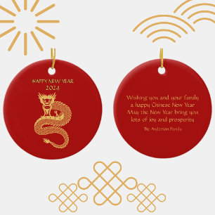 Chinees Gelukkig Nieuwjaar van Dragon Gift Label Keramisch Ornament