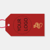 Chinees Gelukkig Nieuwjaar van Dragon Logo Red Cadeaulabel (Achterkant Horizontaal)