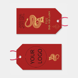 Chinees Gelukkig Nieuwjaar van Dragon Logo Red Cadeaulabel