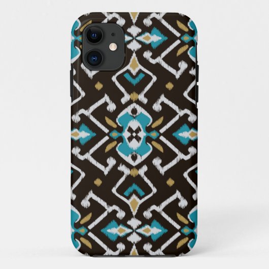 Chinees geometrisch zwart blauwgroen ikattribaal Case-Mate iPhone case (Achterkant)