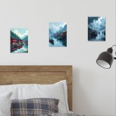 Chinees Gevist Village Oriental Print Set van 3 (Slaapkamer)