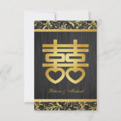 Chinees goud / Blk Double Happiness RSVP-kaarten RSVP Kaartje (Voorkant)