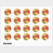 Chinees goud en rode Floral Ronde Sticker (Vel)